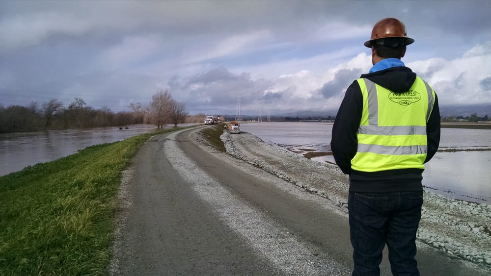 Pacific Crest engineer on site at the Pajaro Levee